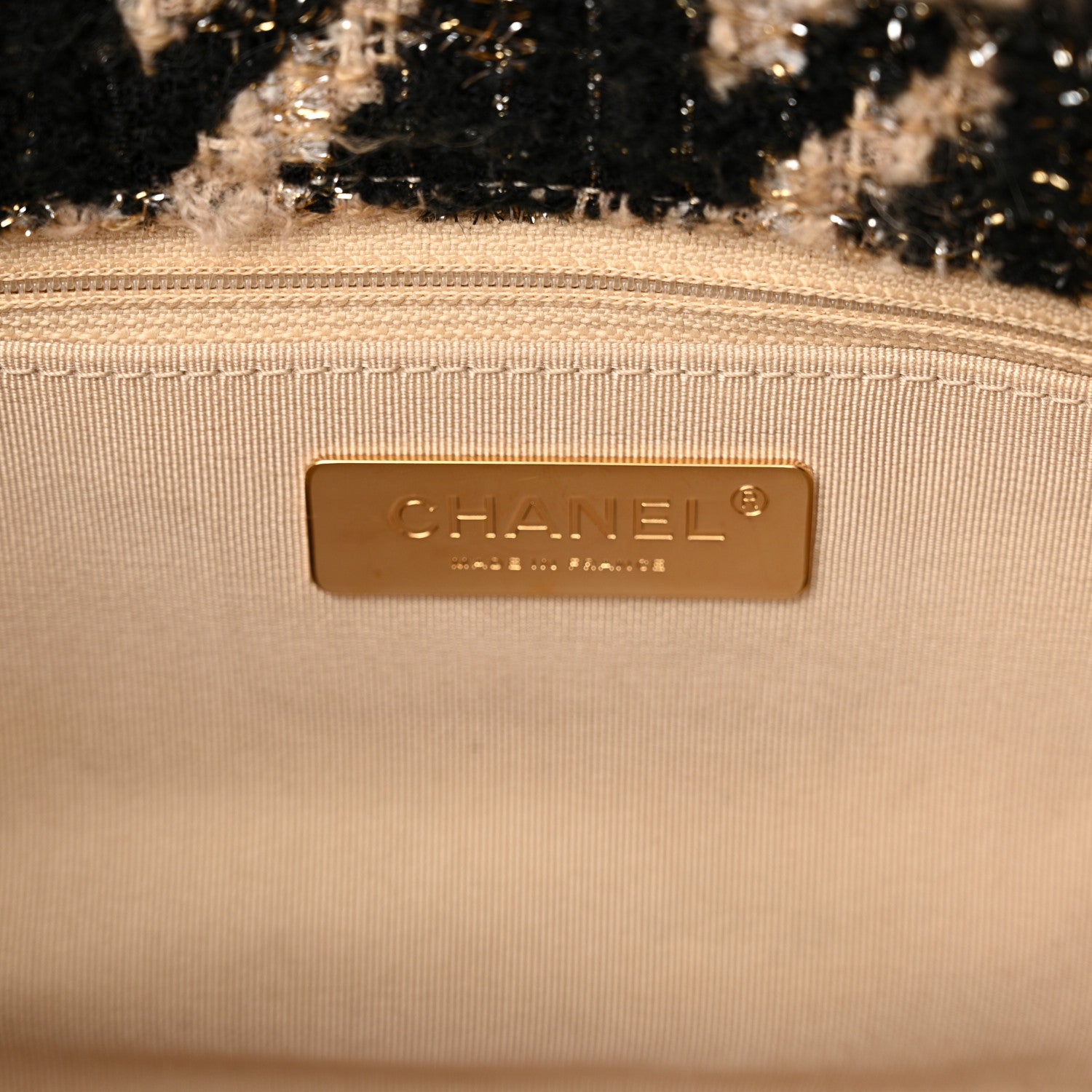 Chanel Tweed Large Chanel 19 Flap Beige Black 6 of 10