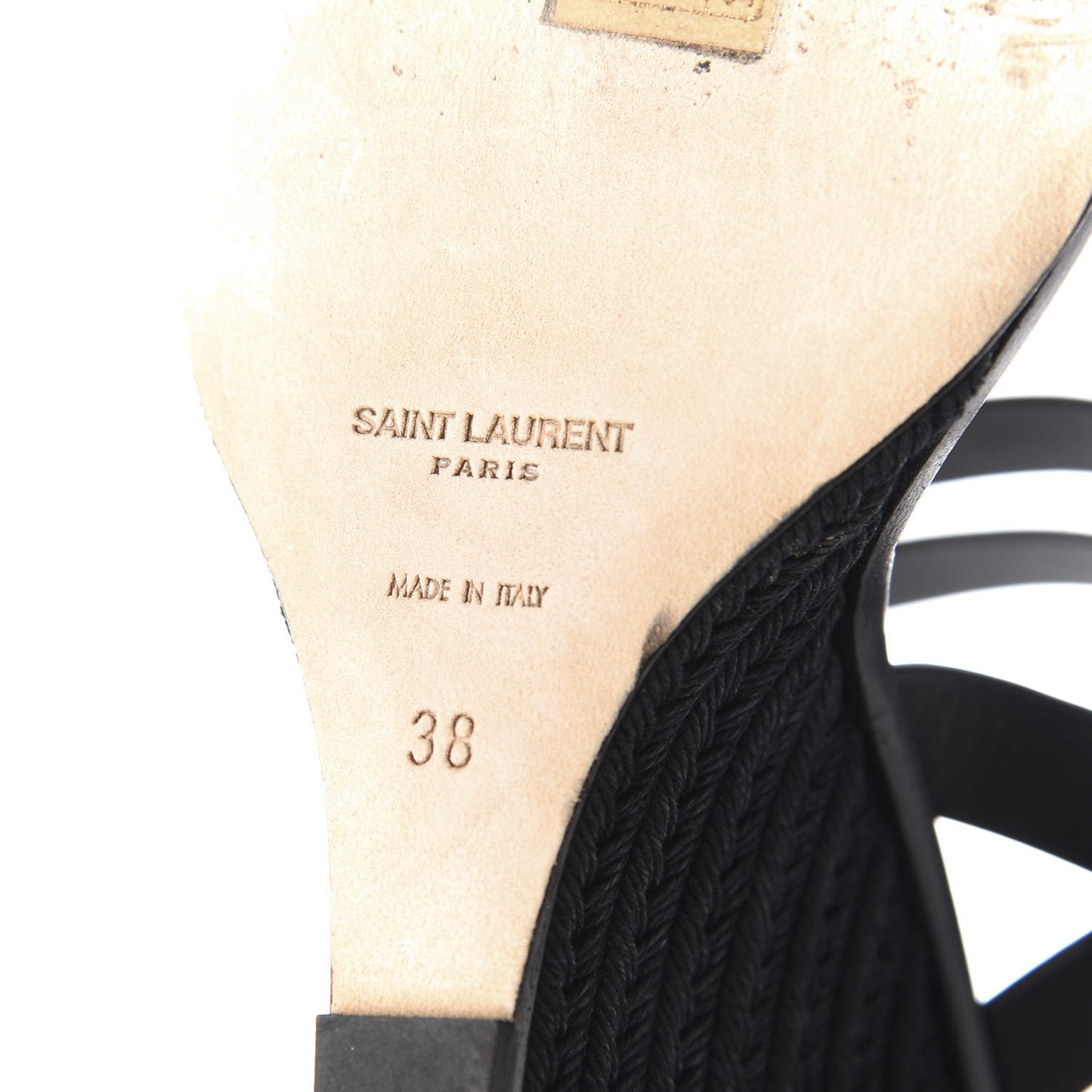Calfskin Espadrille Wedges 38 Black