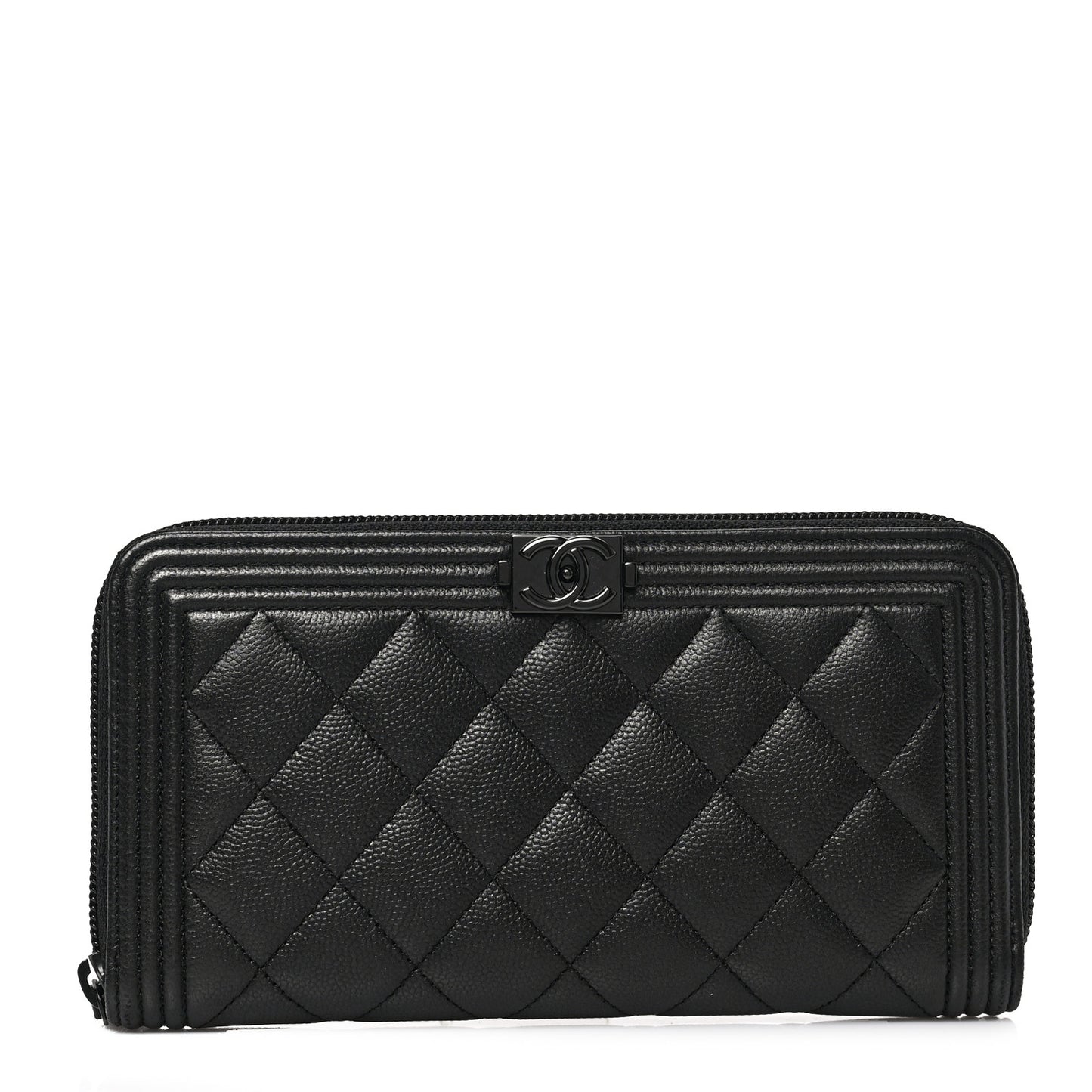 Caviar Quilted Boy Zip Around Organizer Wallet So Black