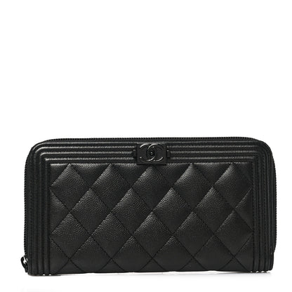 Chanel Caviar Quilted Boy Zip Around Organizer Wallet So Black 1 of 7