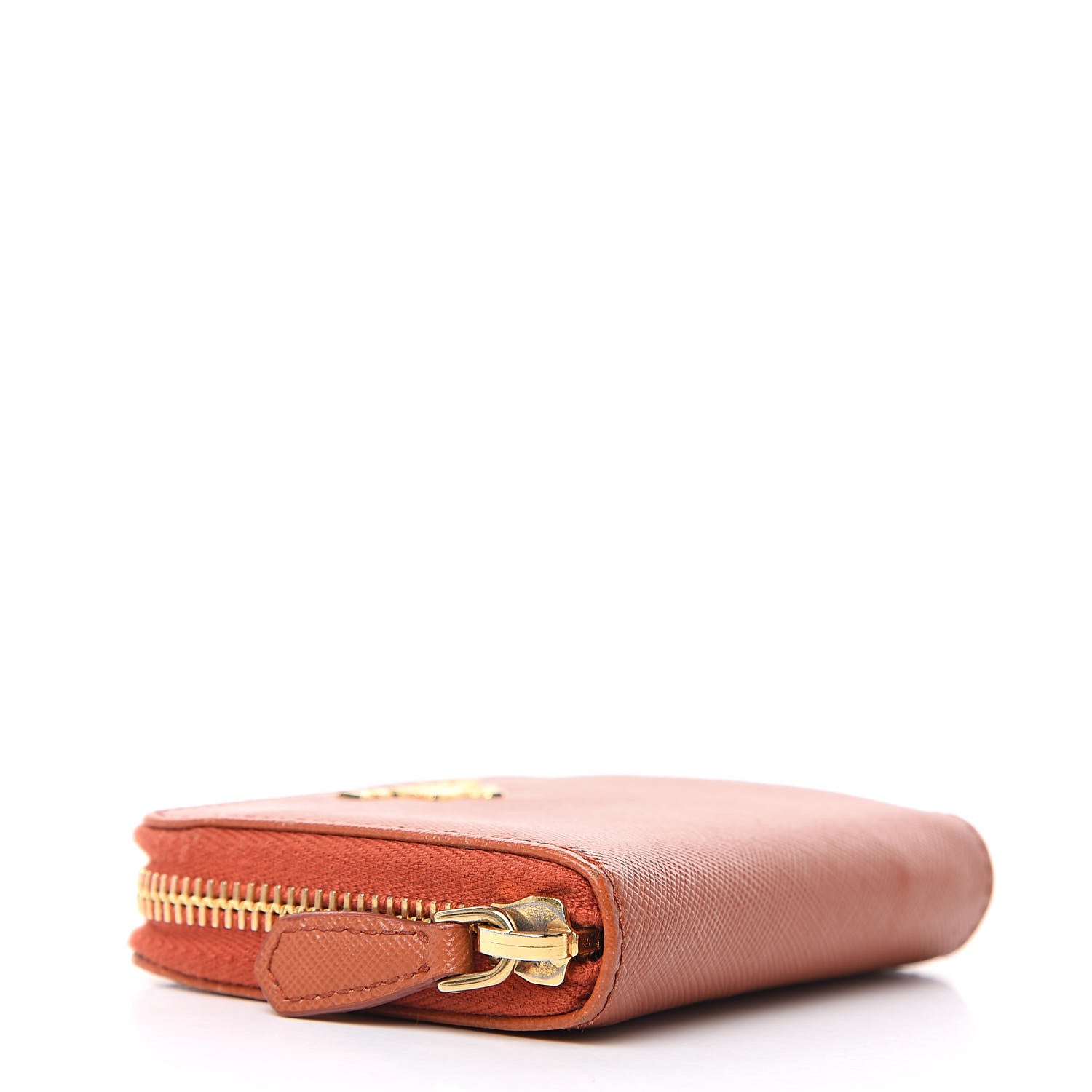 Prada Saffiano Metal Zip Coin Purse Papaya 4 of 11