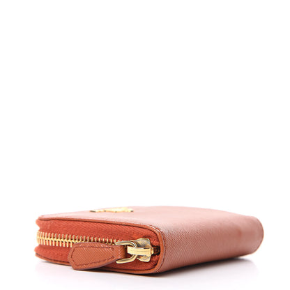 Prada Saffiano Metal Zip Coin Purse Papaya 4 of 11