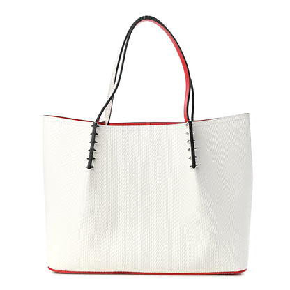 Christian Louboutin Calfskin Lizard Embossed Spikes East West Cabata Tote White 1 of 11