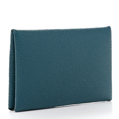 Hermes Chevre Mysore Calvi Card Case Vert Bosphore 3 of 8
