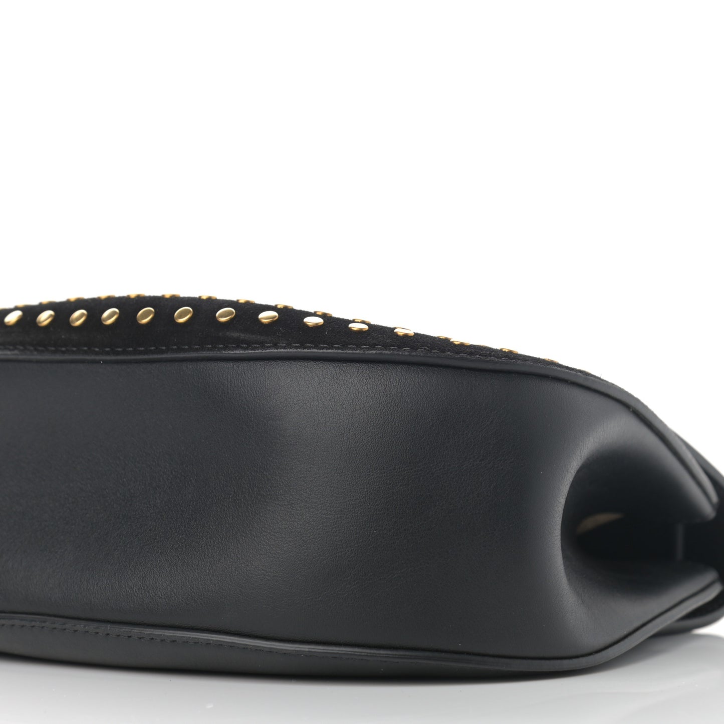 Suede Smooth Calfskin Studded Drew Shoulder Bag Black