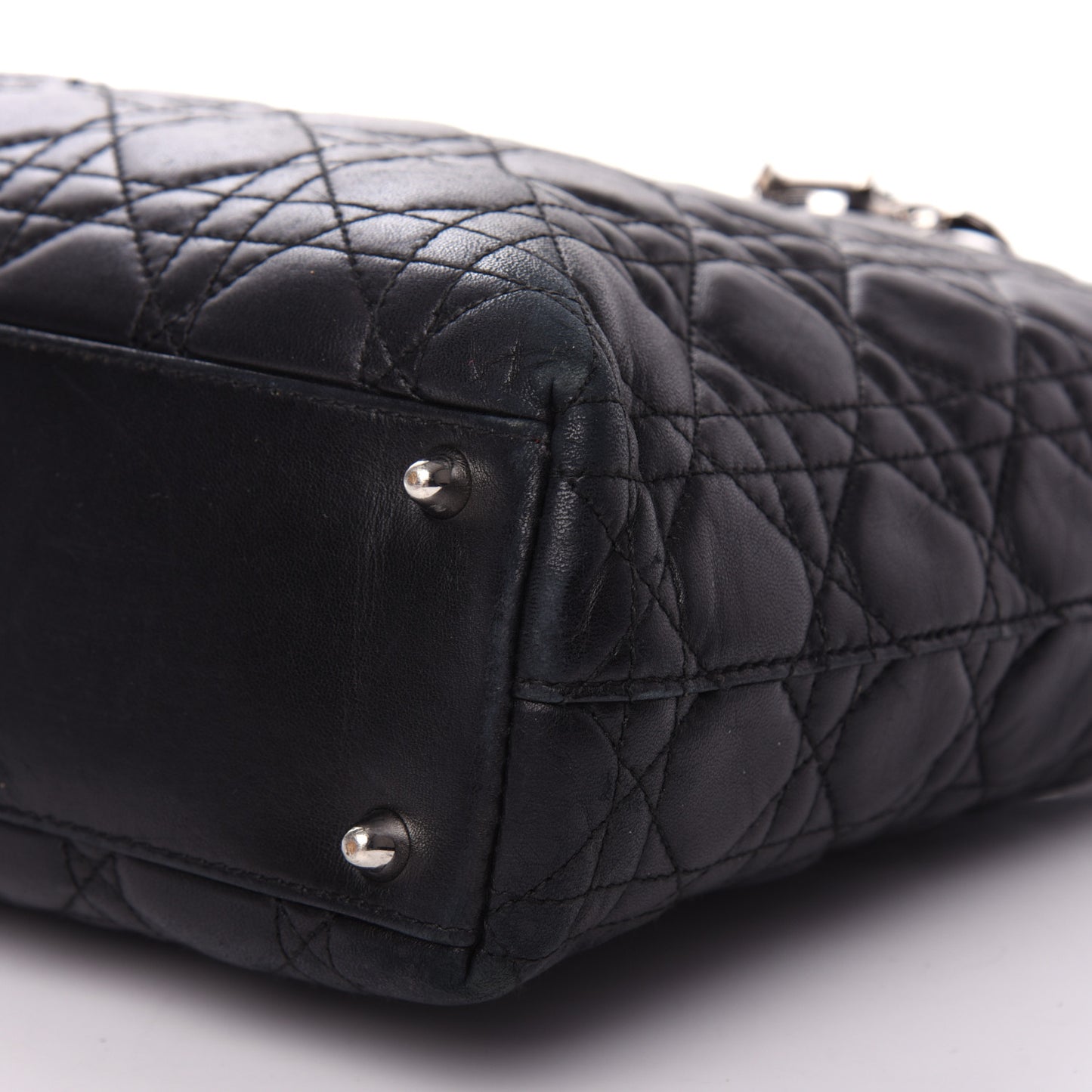 Lambskin Cannage Large Lady Dior Shopper Tote Black