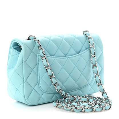 Chanel Lambskin Quilted Mini Rectangular Flap Neon Blue 3 of 11