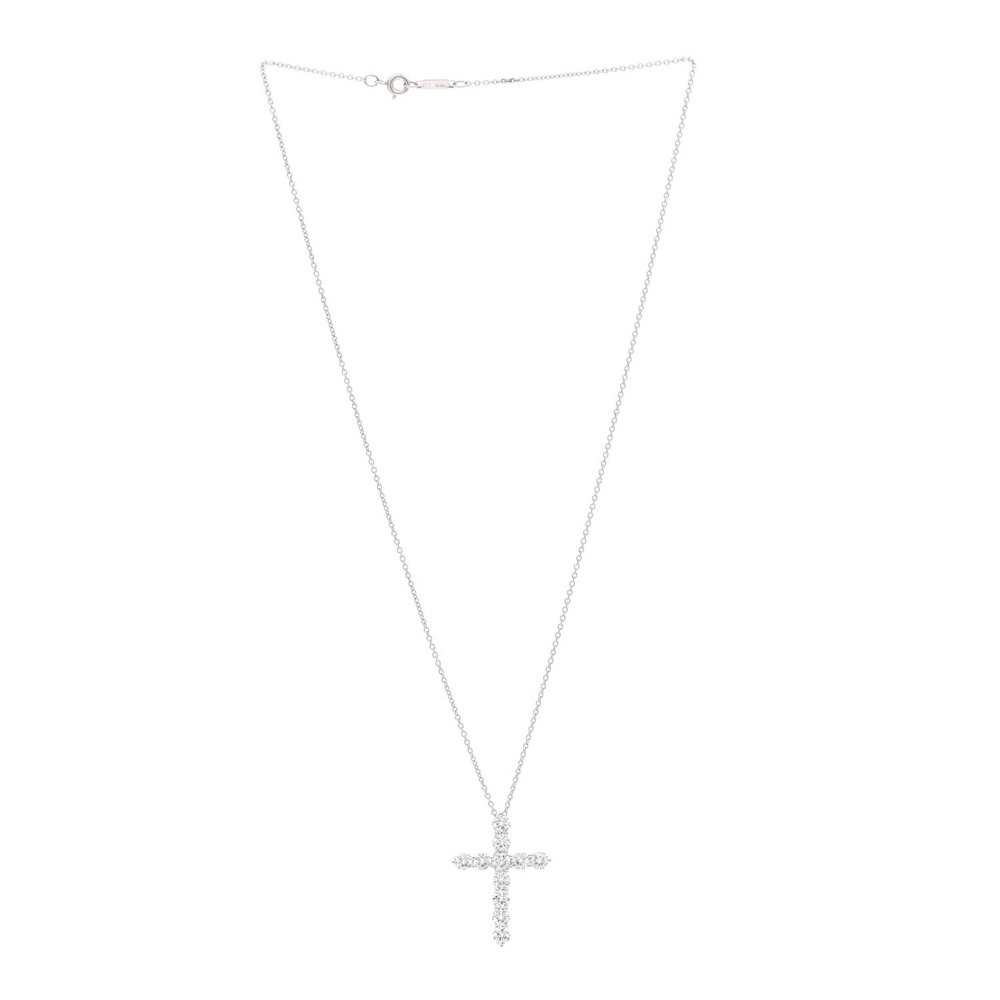 Platinum Diamond Large Cross Pendant Necklace