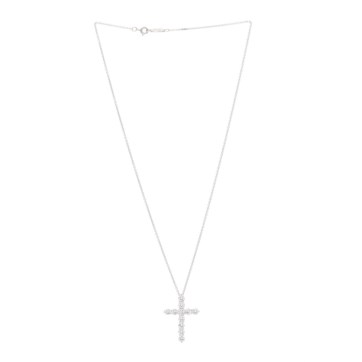 Tiffany Platinum Diamond Large Cross Pendant Necklace 3 of 7