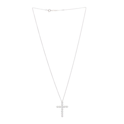 Tiffany Platinum Diamond Large Cross Pendant Necklace 3 of 7