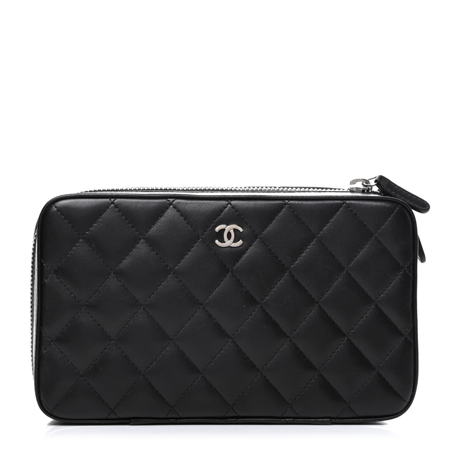 Lambskin Quilted Jewelry Case Black