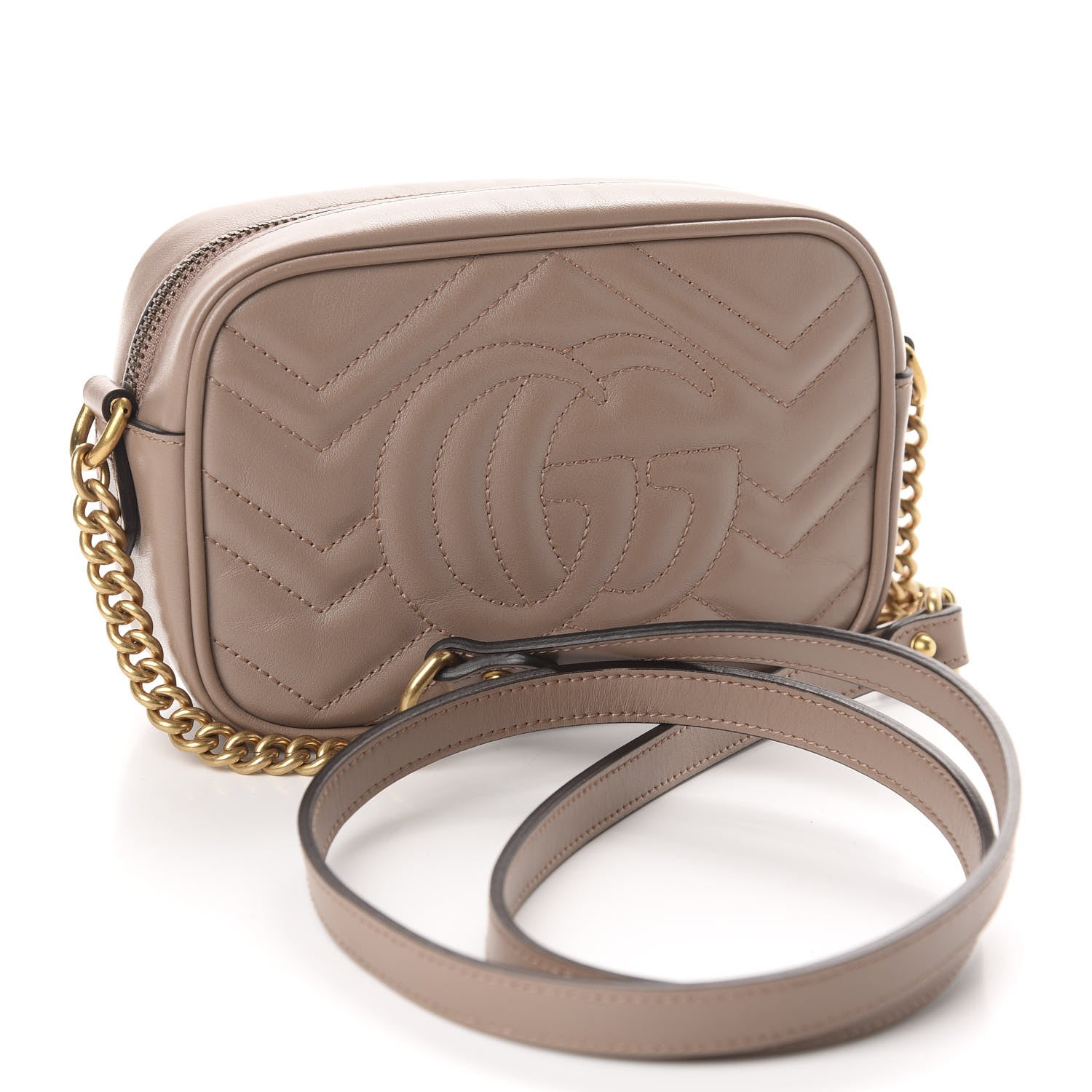 Gucci Calfskin Matelasse Mini GG Marmont Chain Shoulder Bag Porcelain Rose 3 of 11