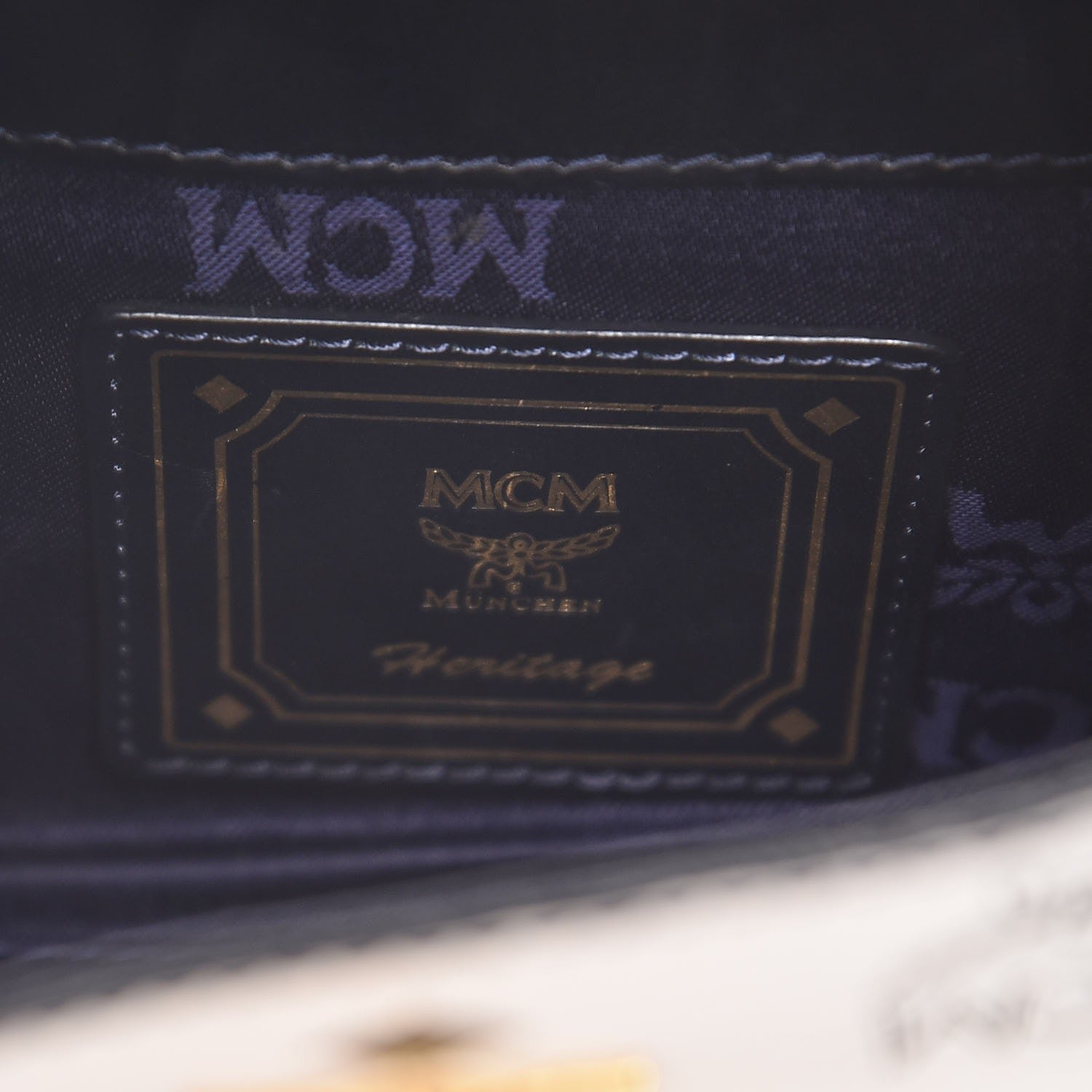 MCM Visetos Heritage Padlock Satchel Black White 6 of 8