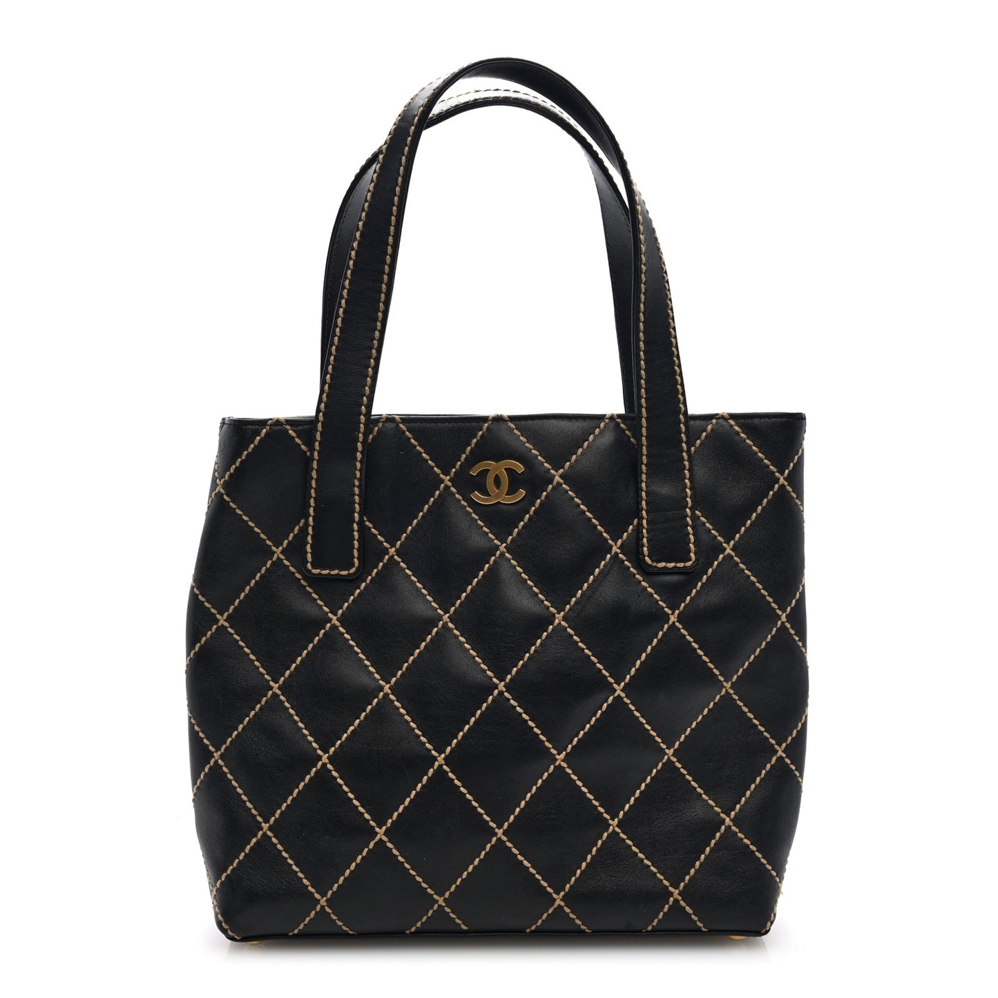 Calfskin Wild Stitch Tote Black