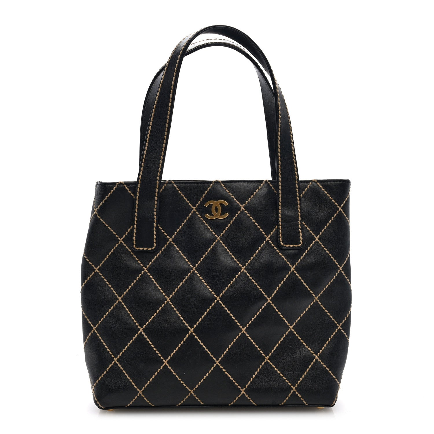 Chanel Calfskin Wild Stitch Tote Black 1 of 10