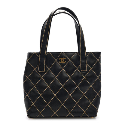 Chanel Calfskin Wild Stitch Tote Black 1 of 10