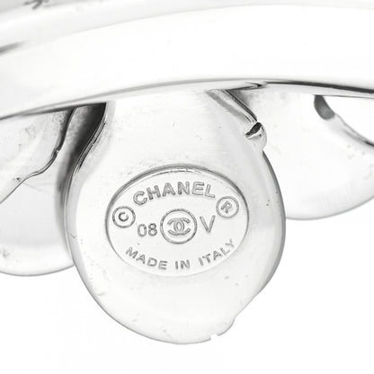 Chanel Sterling Silver Mother of Pearl Camellia Flower Cuff Bracelet 4 of 5