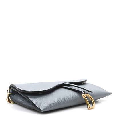 Christian Dior Grained Calfskin Saddle Chain Wallet Pouch Cloud Blue 5 of 10