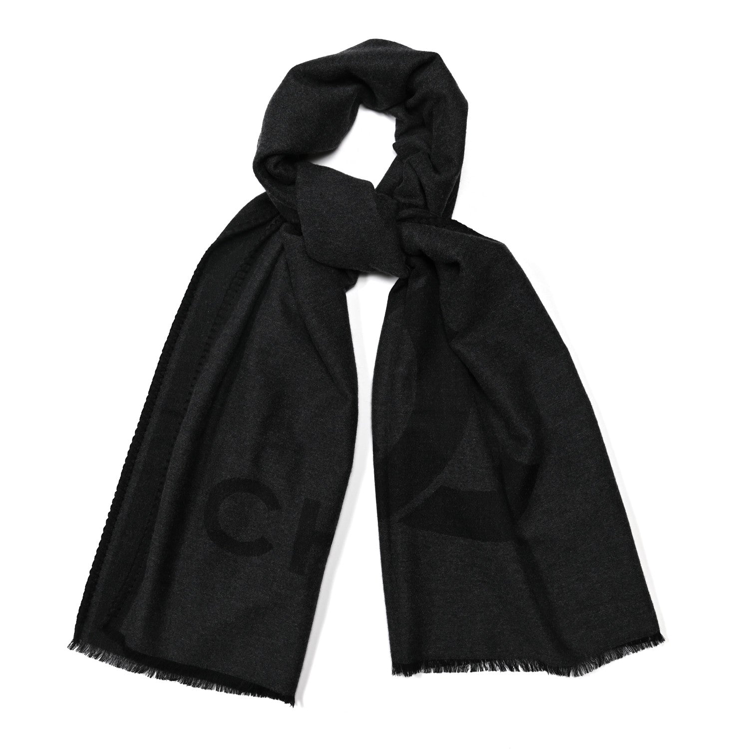 Chanel Cashmere CC Logo Stole Black 1 of 4