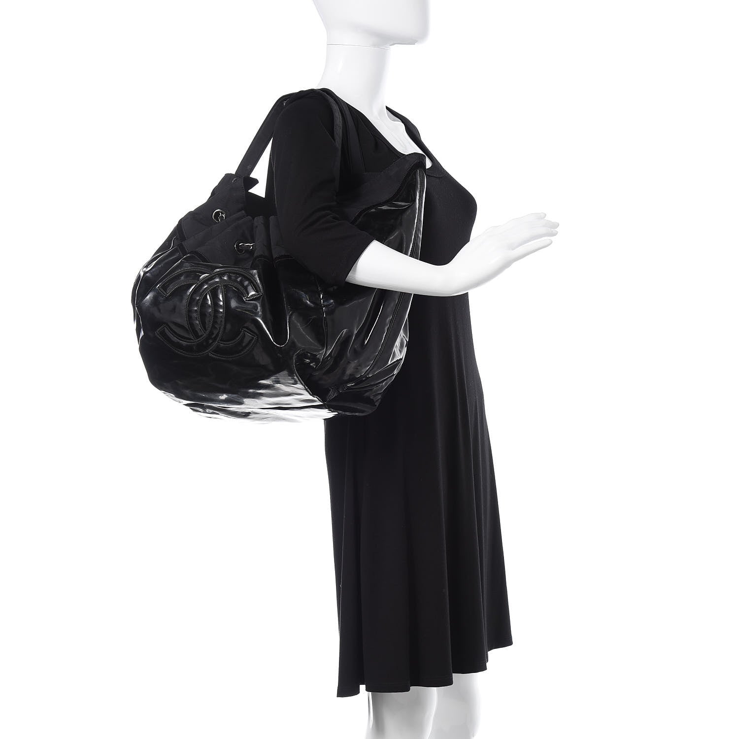 Chanel Vinyl Large Stretch Spirit Cabas Black 2 of 19