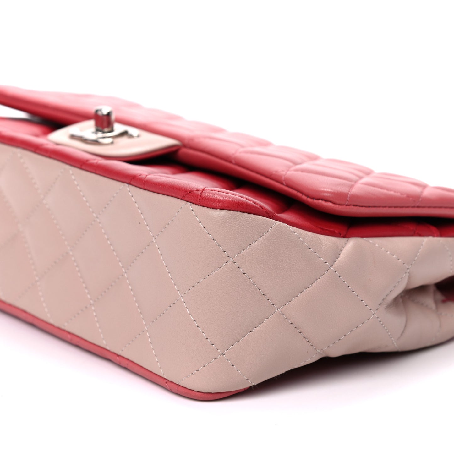 Lambskin Quilted Tri-Color Medium Single Flap Pink