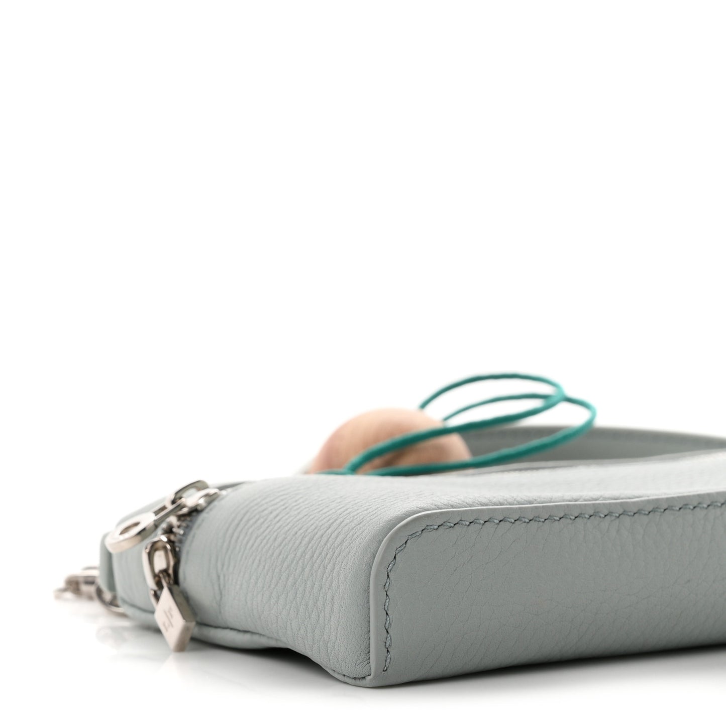 Grained Calfskin Extra Pocket Mini Pouch Minty Breeze