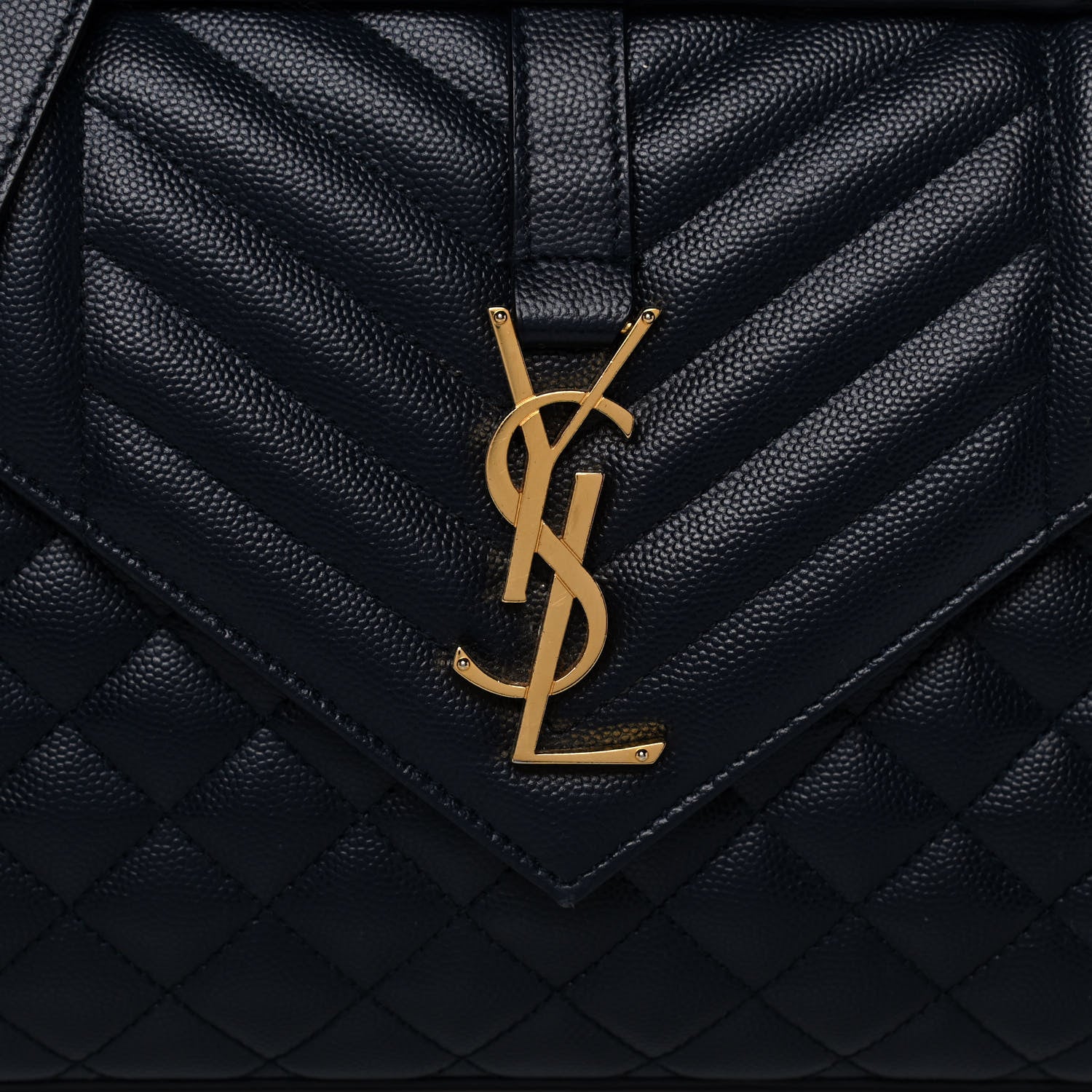 Saint Laurent Grain De Poudre Textured Mixed Matelasse Triquilt Medium Monogram Satchel Deep Marine 7 of 13