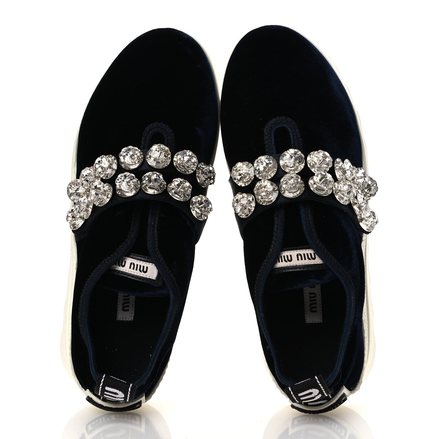 Velvet Crystal Low Top Sneakers 37.5 Blue