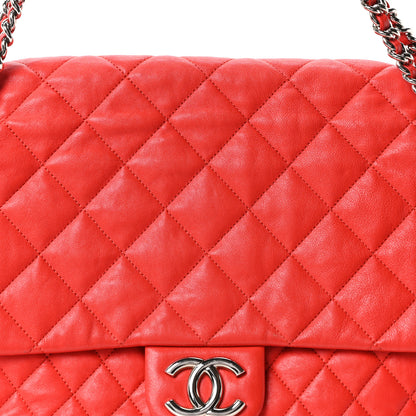 Chanel Washed Lambskin Quilted Maxi Chain Around Flap Red 8 of 10