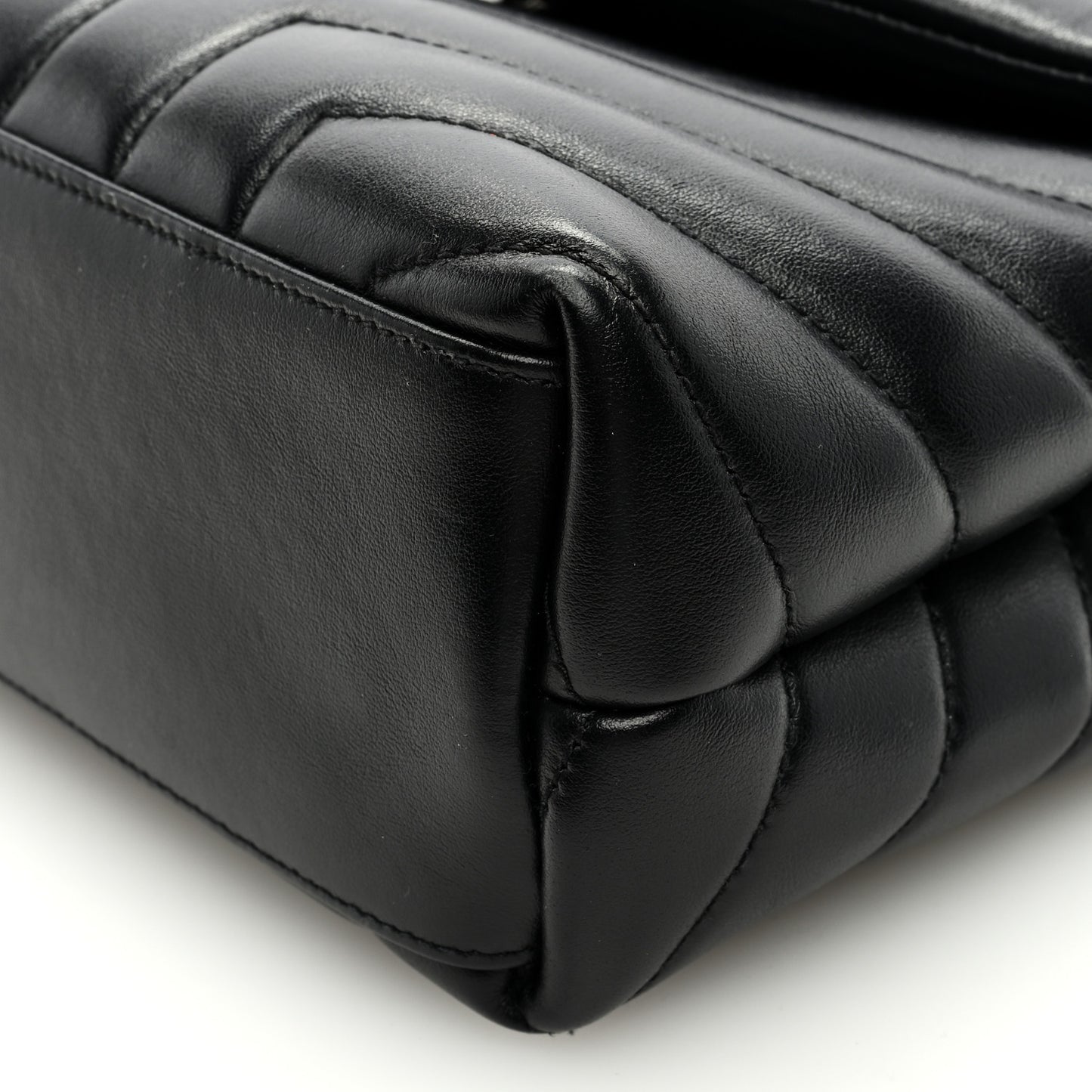 Calfskin Y Quilted Monogram Monochrome Small Loulou Chain Satchel Black