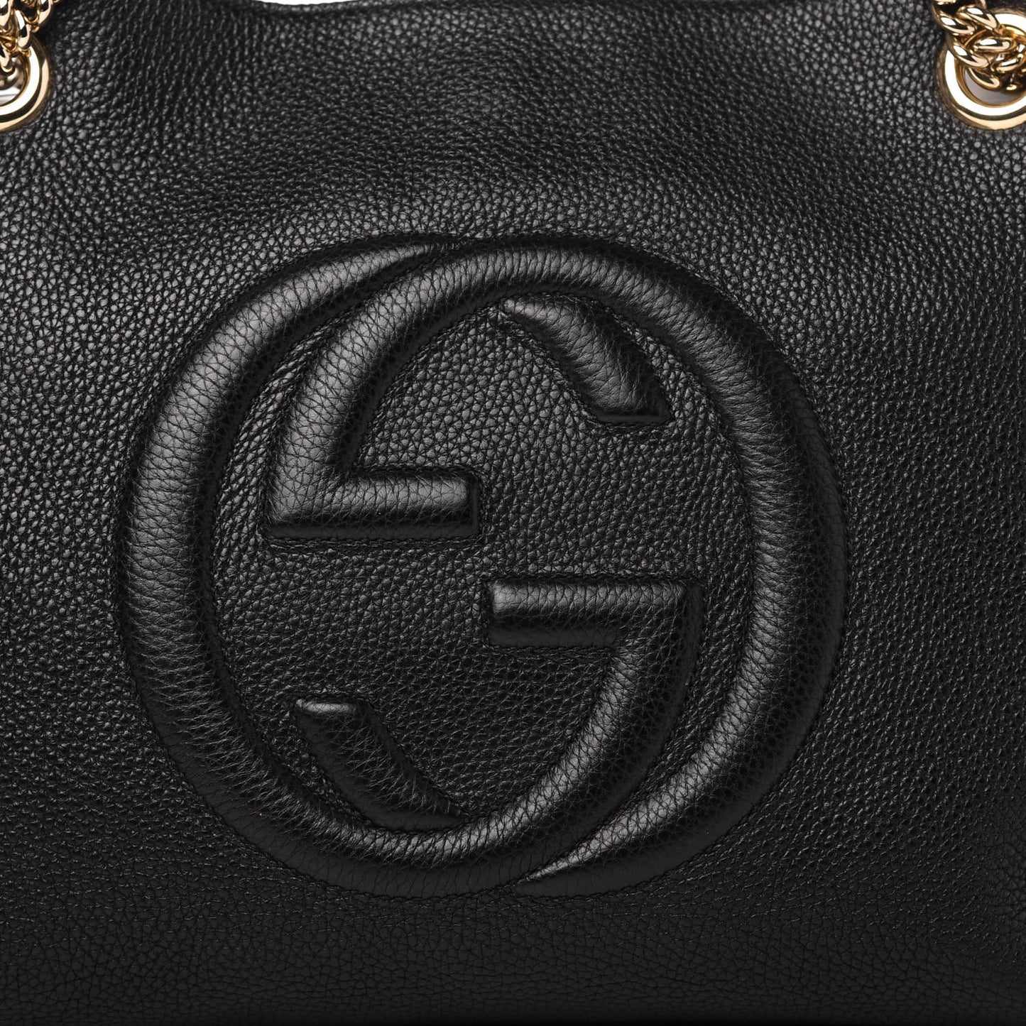Pebbled Calfskin Medium Soho Chain Shoulder Bag Black