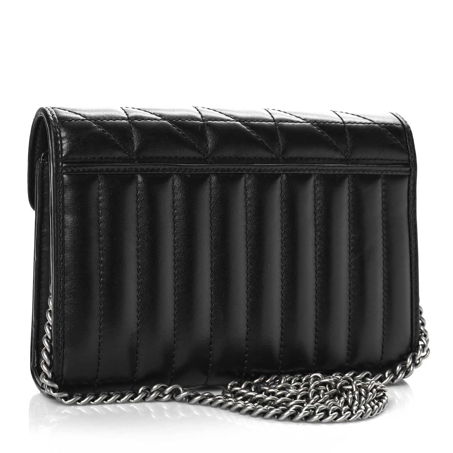 Calfskin Matelasse Aria GG Marmont Chain Wallet Black