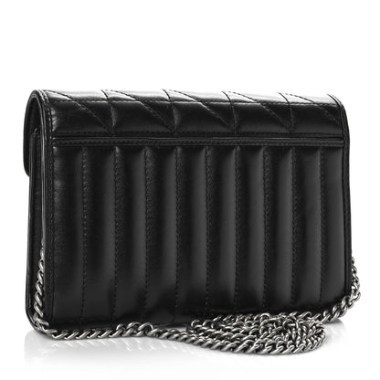 Gucci Calfskin Matelasse Aria GG Marmont Chain Wallet Black 3 of 10