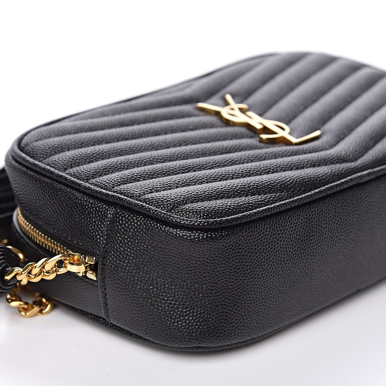 Saint Laurent Grain De Poudre Matelasse Monogram Mini Lou Camera Bag Black 8 of 11
