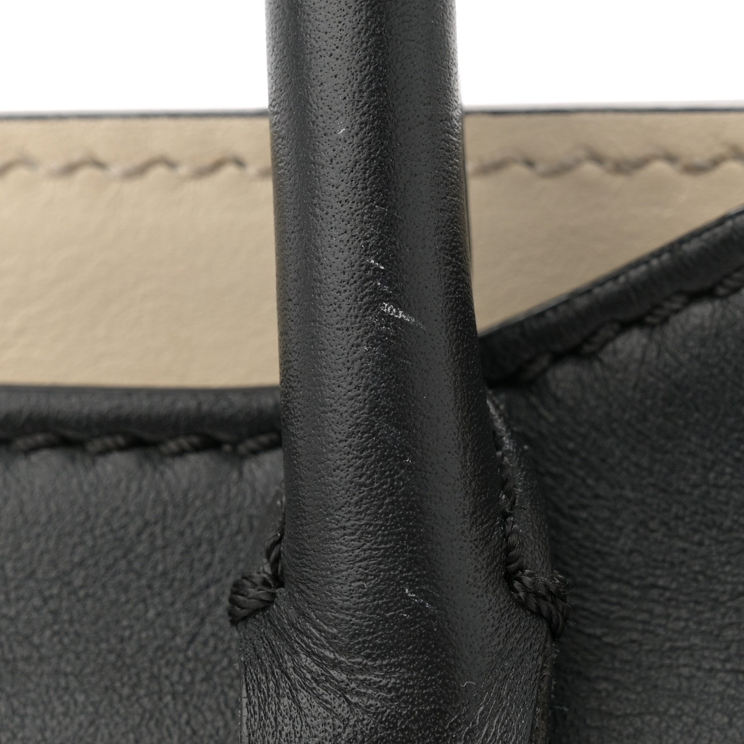 Valentino Garavani Vitello Bi-Color Small Rockstud Double Handle Tote Ivory Black 13 of 15