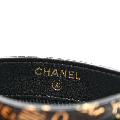 Chanel Calfskin Crocodile Embossed Graffiti 2.55 Cocodile Reissue Card Holder Black Gold 6 of 8