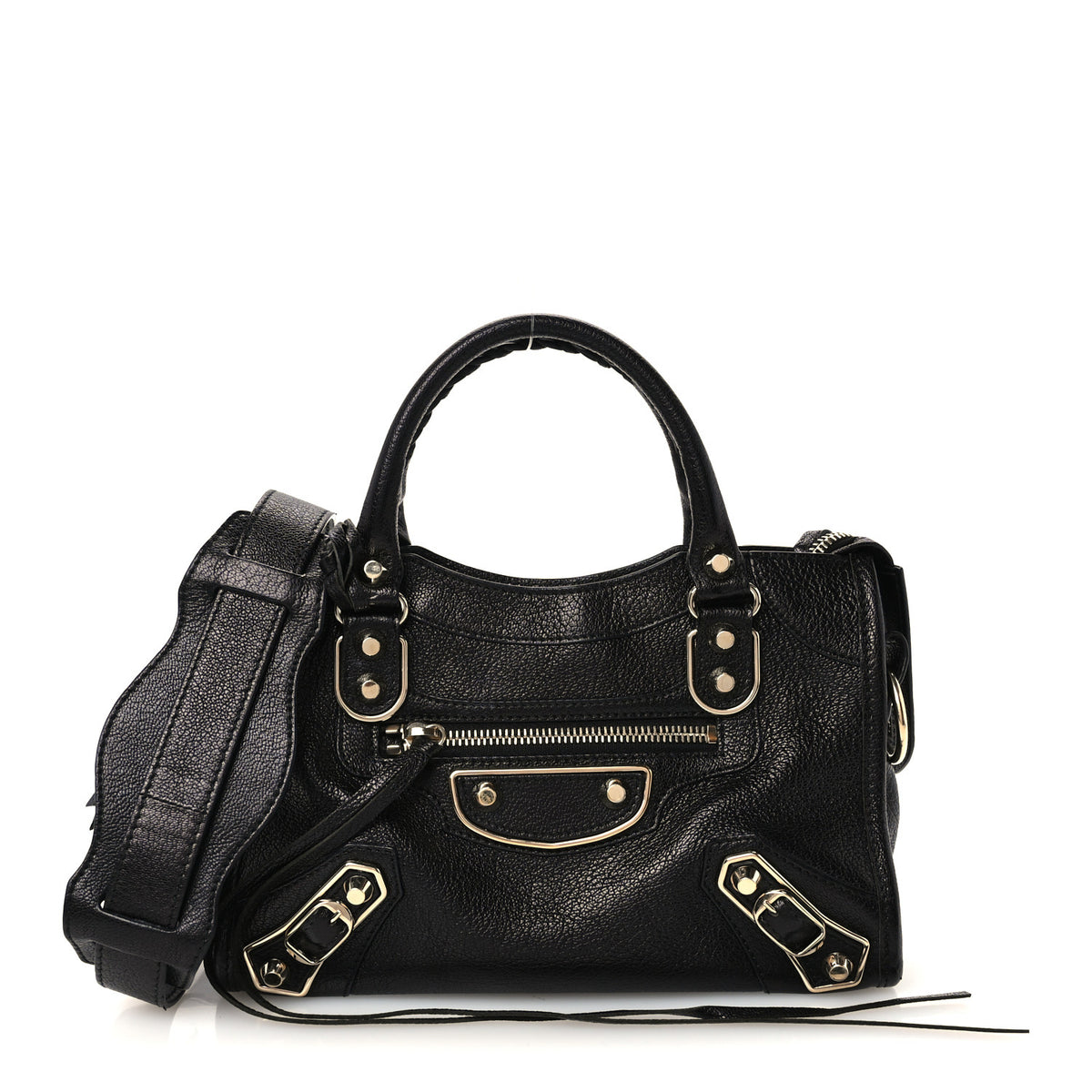 Chevre Gold Metallic Edge Hardware Mini City Black