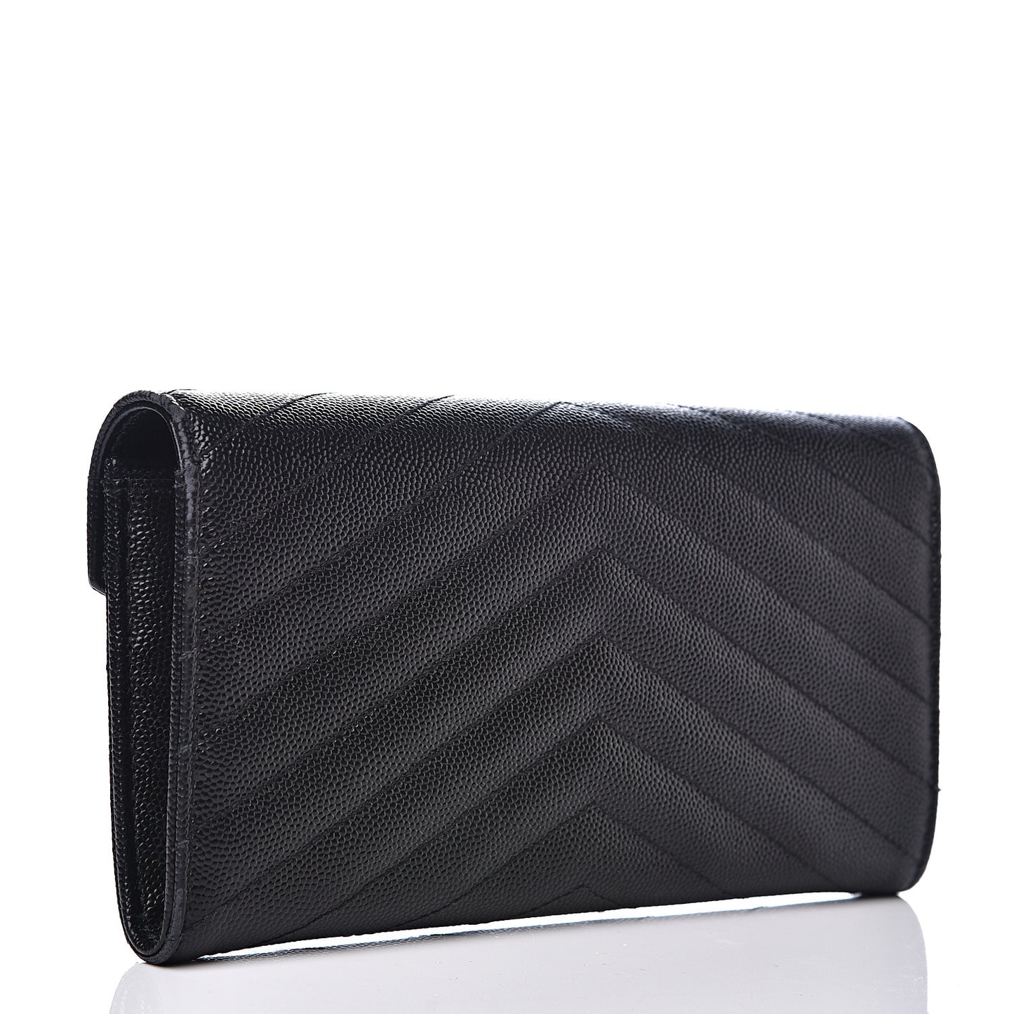 Grain De Poudre Matelasse Chevron Monogram Flap Wallet Black