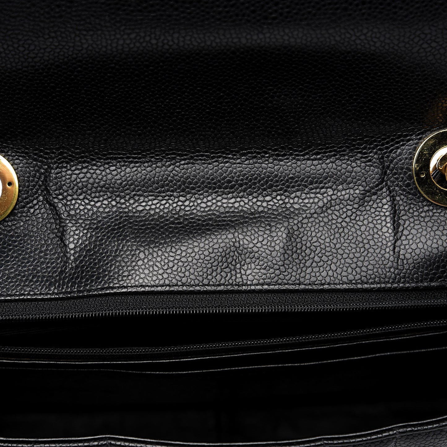 Caviar Vertical Quilted Jumbo Single Flap Black
