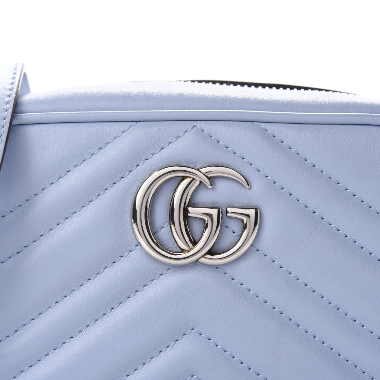 Calfskin Matelasse Mini GG Marmont Chain Shoulder Bag Porcelain Light Blue