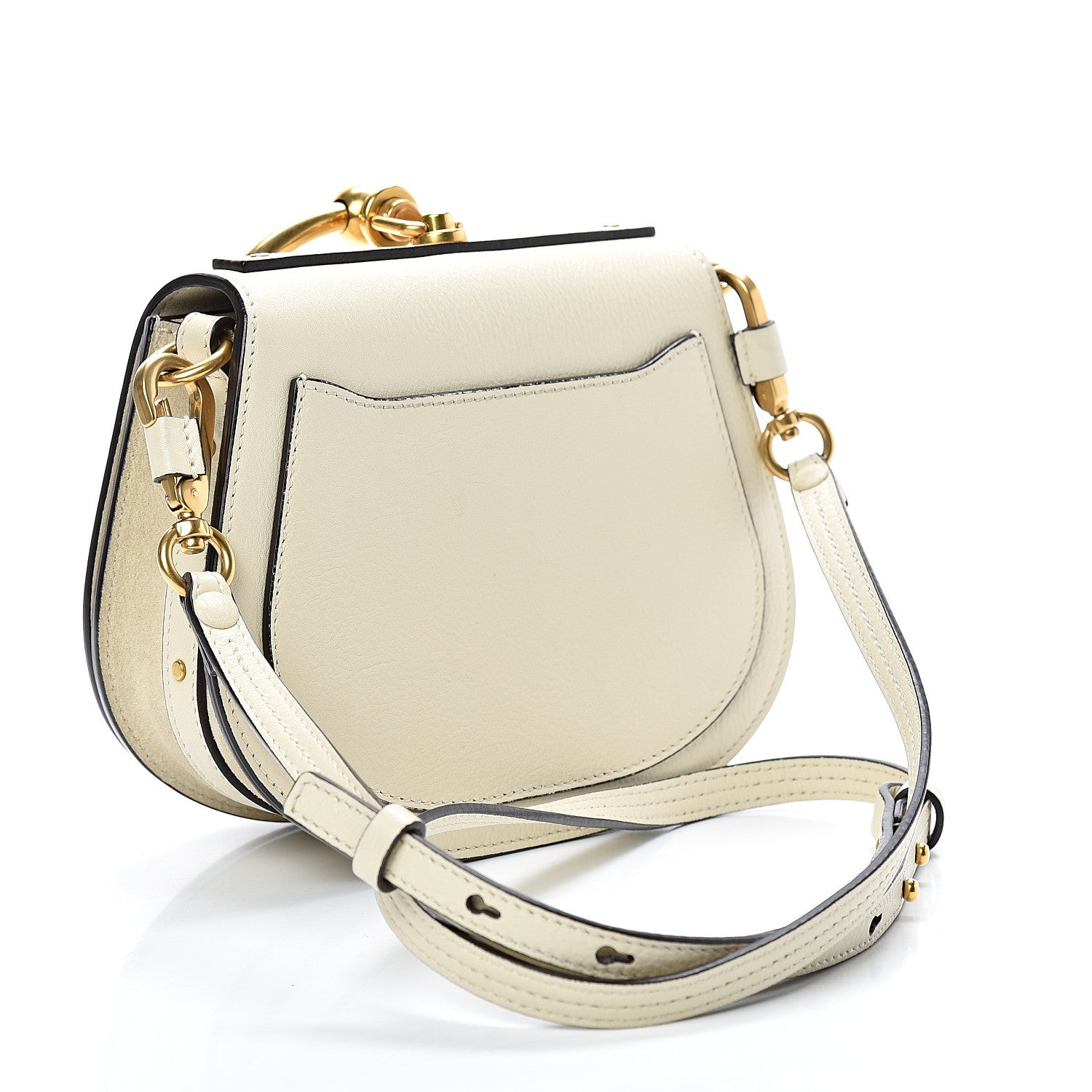 Chloe Calfskin Suede Small Nile Bracelet Bag Off White 2 of 9