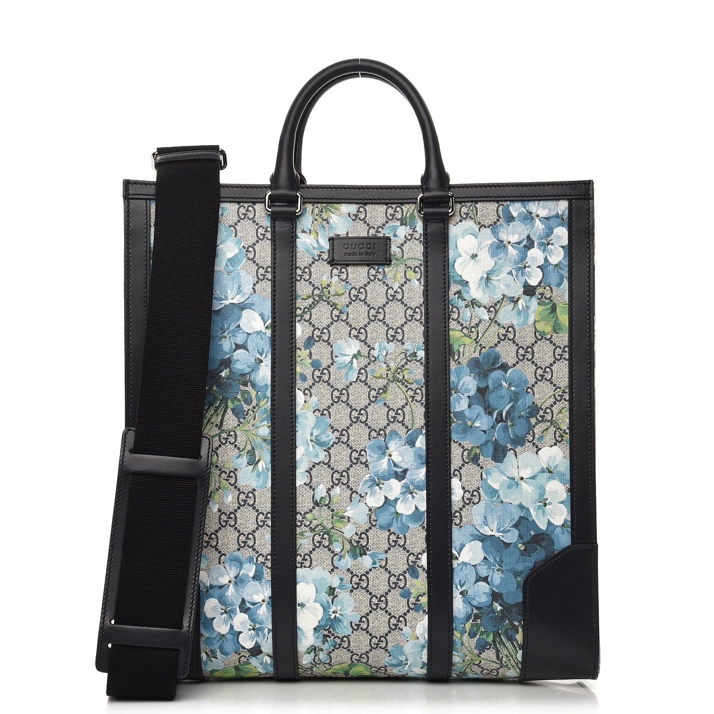 GG Supreme Monogram Blooms Vertical Tote Blue