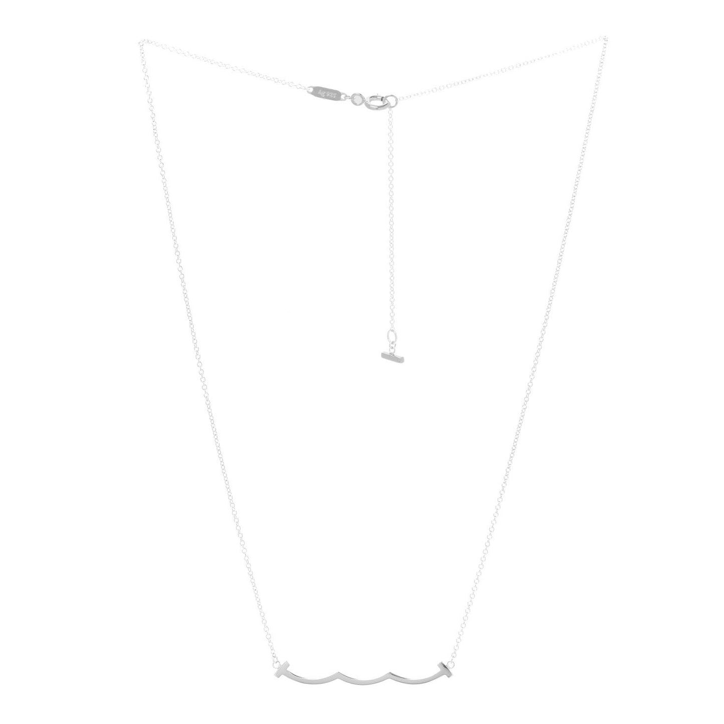 Sterling Silver Small T Wave Pendant Necklace