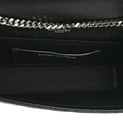 Saint Laurent Grain De Poudre Textured Mixed Matelasse Triquilt Small Monogram Satchel Black 5 of 13