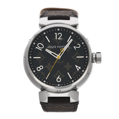 Louis Vuitton Stainless Steel Monogram 39mm Tambour Monogram Quartz Watch 1 of 5