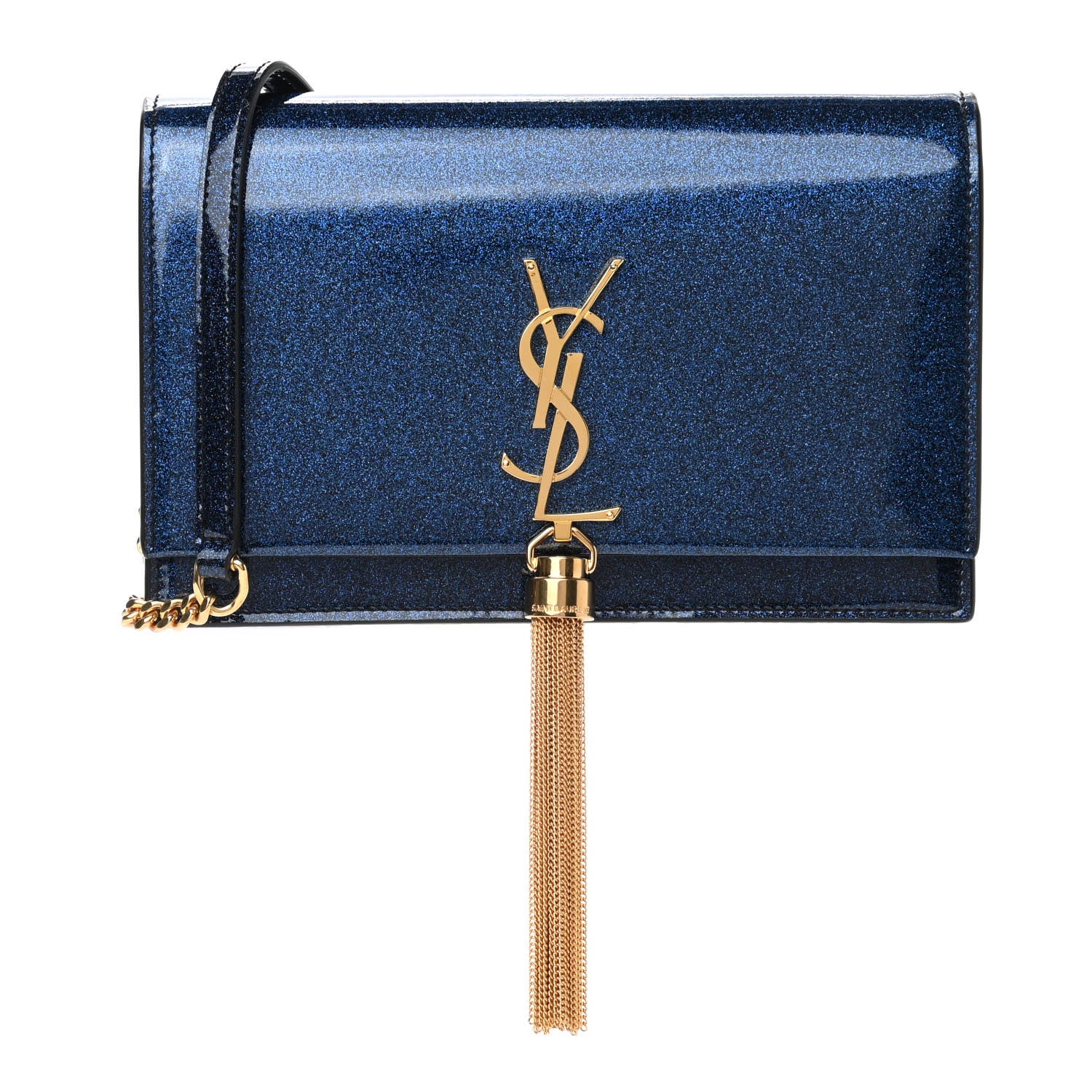 Saint Laurent Glitter Small Monogram Kate Tassel Satchel Cobalt 1 of 9