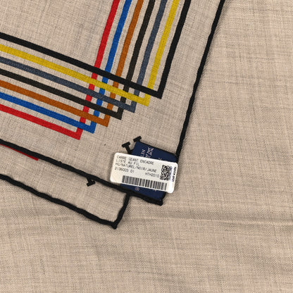 Hermes Cashmere Silk Encadre Liste Au Fil Shawl 140 Naturel Black Jaune 3 of 3