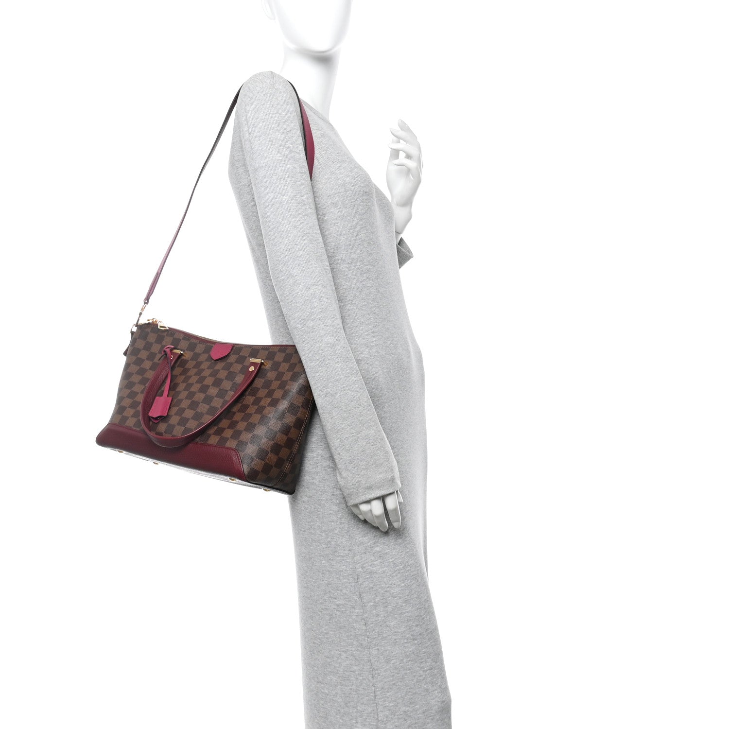 Louis Vuitton Damier Ebene Cuir Taurillon Hyde Park Fuchsia 2 of 9