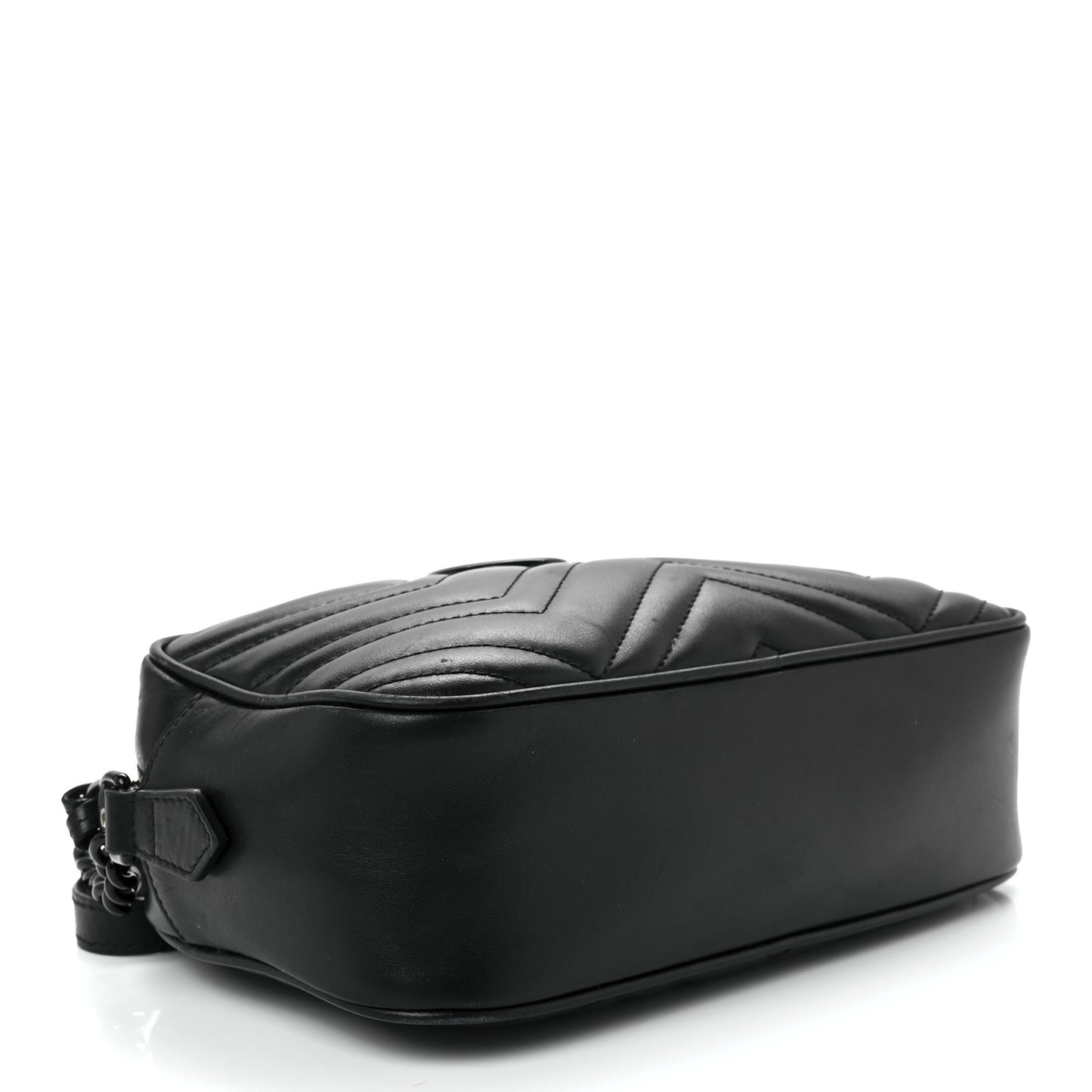 Calfskin Matelasse Monochrome Small GG Marmont Chain Shoulder Bag Black