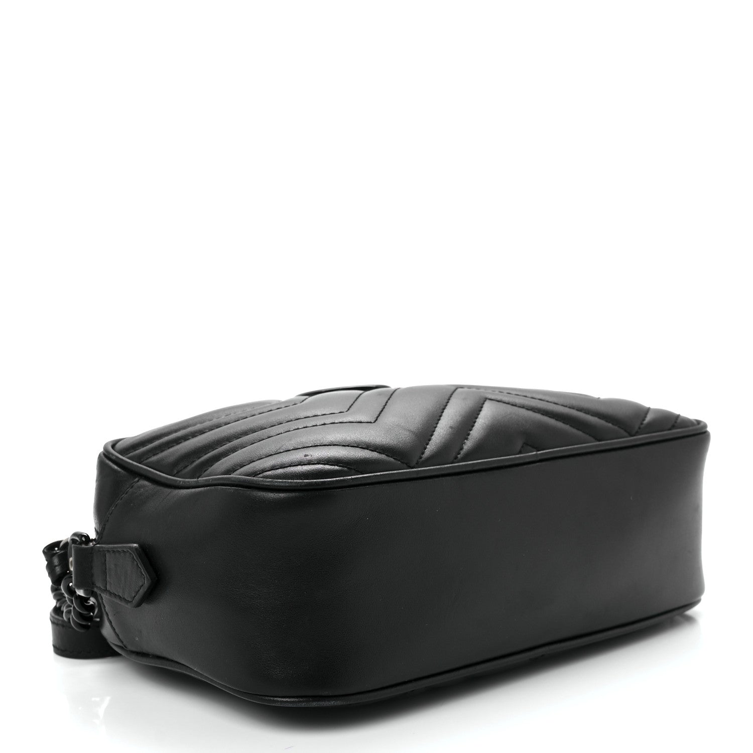 Gucci Calfskin Matelasse Monochrome Small GG Marmont Chain Shoulder Bag Black 3 of 11